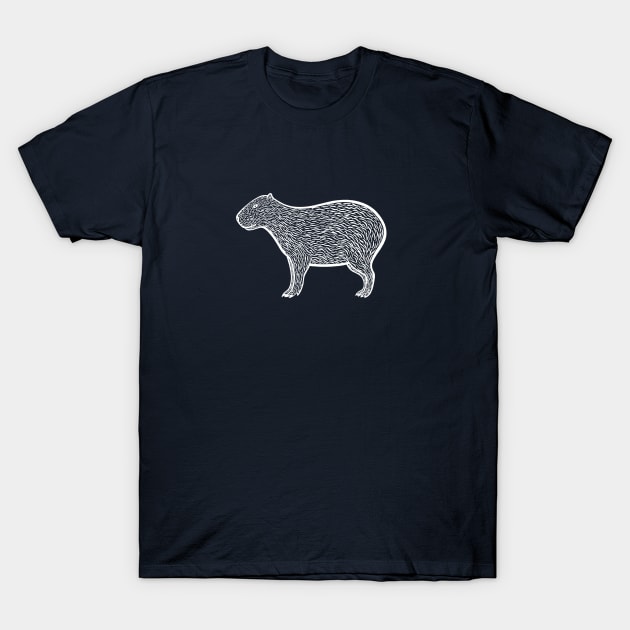 Capybara Ink Art - dark colors T-Shirt by Green Paladin